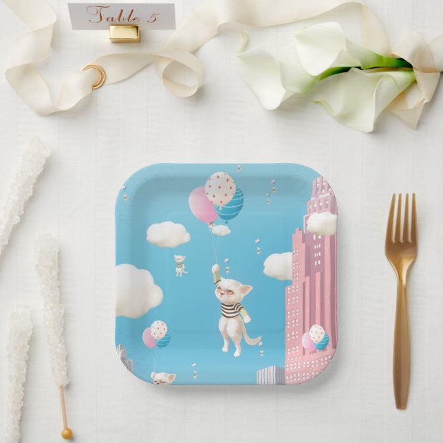 Assiettes En Carton Chatons Skyward (Mariage)