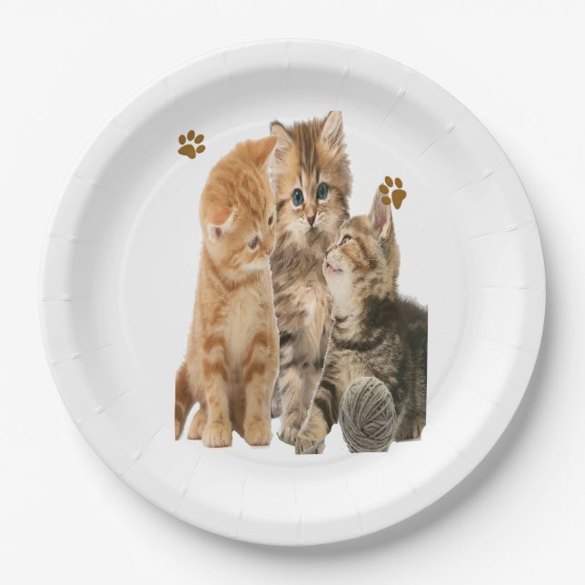 Assiettes En Carton Chats (Devant)