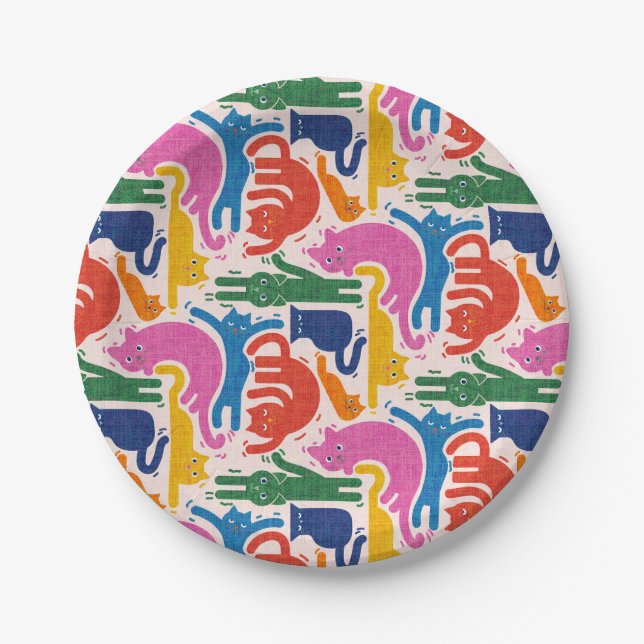 Assiettes En Carton Chats amusants (Devant)