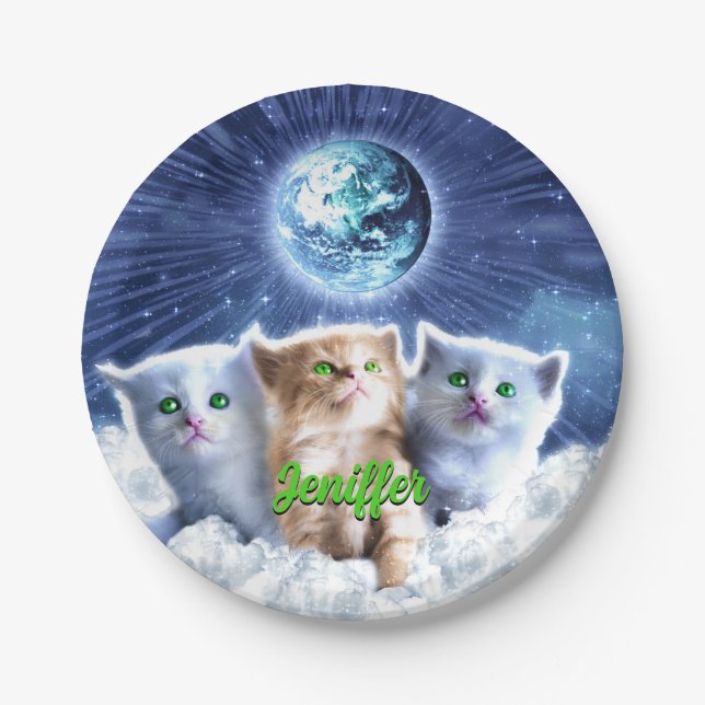 Assiettes En Carton Chats dans le nuage (Devant)