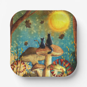 Assiettes En Carton Chats de champignons