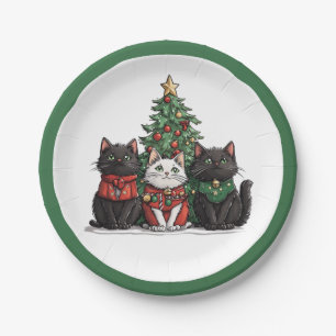 Assiettes En Carton Chats de Noël mignons