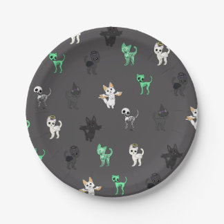 Assiettes En Carton Chats effrayants Joyeux Halloween