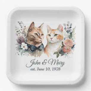 Assiettes En Carton Chats mariages Anniversaires Sur Blanc