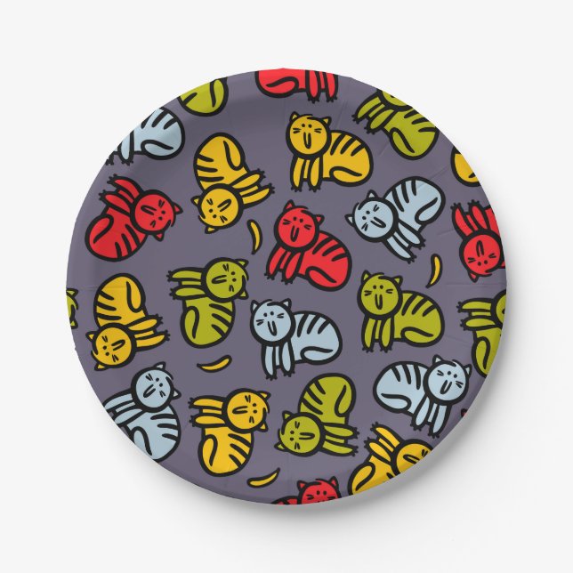 Assiettes En Carton Chats plus bananes (Devant)