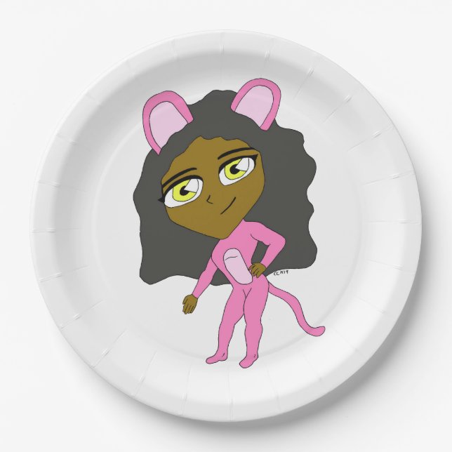 Assiettes En Carton chatte rose (Devant)