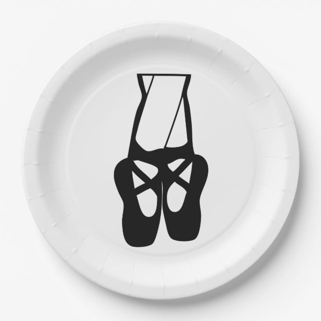 Assiettes En Carton Chaussons Bleu Noir En Pointe (Devant)