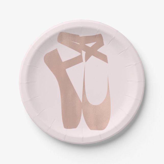 Assiettes En Carton Chaussons de Ballet Rose Ballerina Anniversaire (Devant)