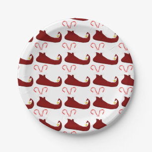 Assiettes En Carton Chaussons Elfe Rouge avec Sucres de canne