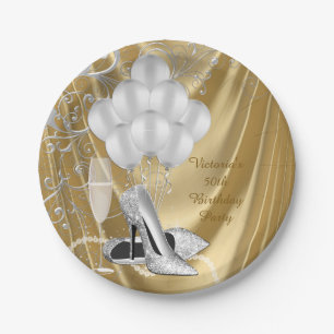 Assiettes En Carton Chaussure d'argent d'or pour femme Plaque papier d