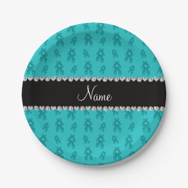 Assiettes En Carton Chaussure de ballet turquoise (Devant)