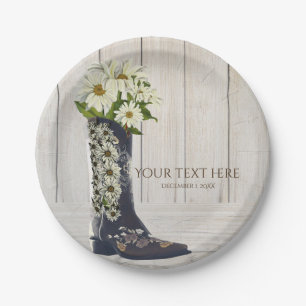 Assiettes En Carton Chaussure de campagne rustique avec Baby Shower Ma