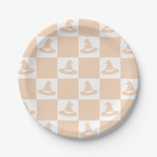 Assiettes En Carton Chaussure en damier de sorcière Pastel Halloween