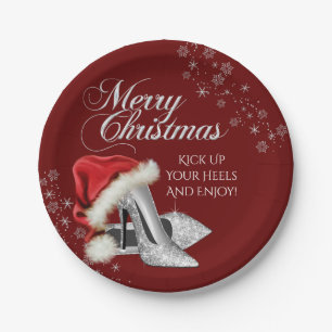 Assiettes En Carton Chaussures à talons hauts Chapeau de Père Noël Fêt