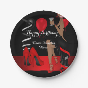Assiettes En Carton Chaussures à talons hauts rouge et noir pour fête 