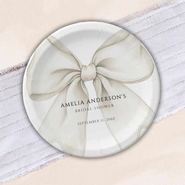 Assiettes En Carton Chaussures Attache Le noeud Blanc Bow Fête des mar (Créateur téléchargé)