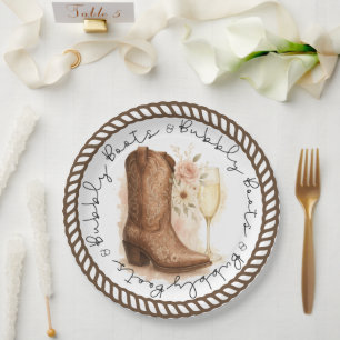 Assiettes En Carton Chaussures & Bubbly Country Western Boot Enterreme