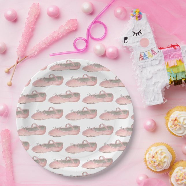 Assiettes En Carton Chaussures de Ballet Rose Chaussures Chaussons Bal (Fête)
