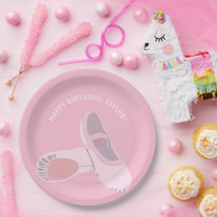 Assiettes En Carton Chaussures de Ballet Rose sur Parti Personnalisé 