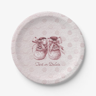Assiettes En Carton Chaussures de bébé rose Plaque de papier