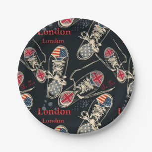 Assiettes En Carton Chaussures de sport motif mode
