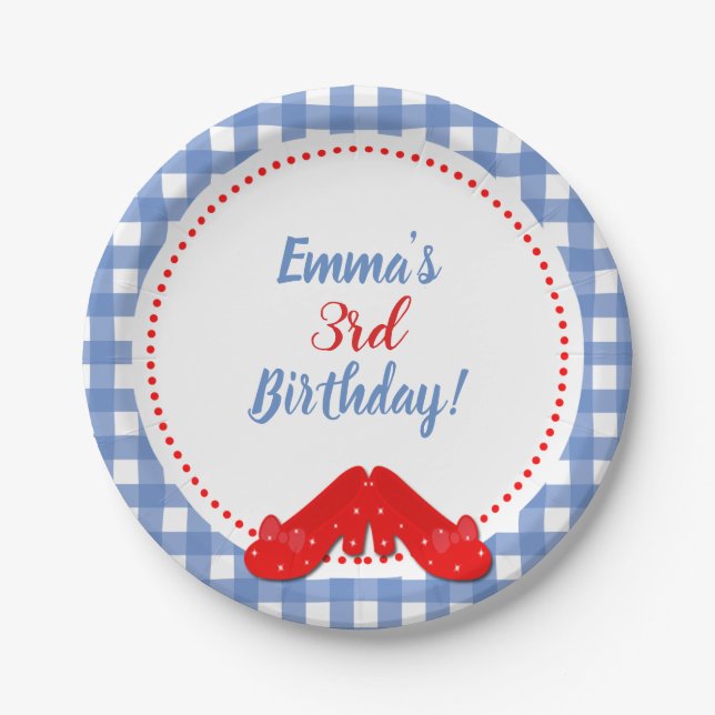 Assiettes En Carton Chaussures rouges à carreaux bleus et blancs OZ Pa (Devant)