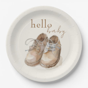 Assiettes En Carton Chaussures vintages Boho minimaliste Baby shower g