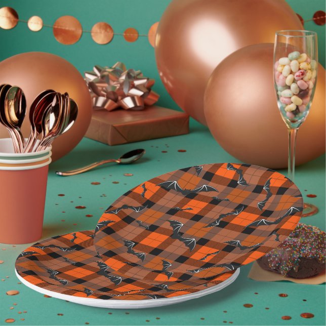 Assiettes En Carton Chauve-Halloween sur Plaid (Multi)