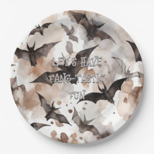 Assiettes En Carton Chauve-souris éffrayante Aquarelle Halloween Fang-