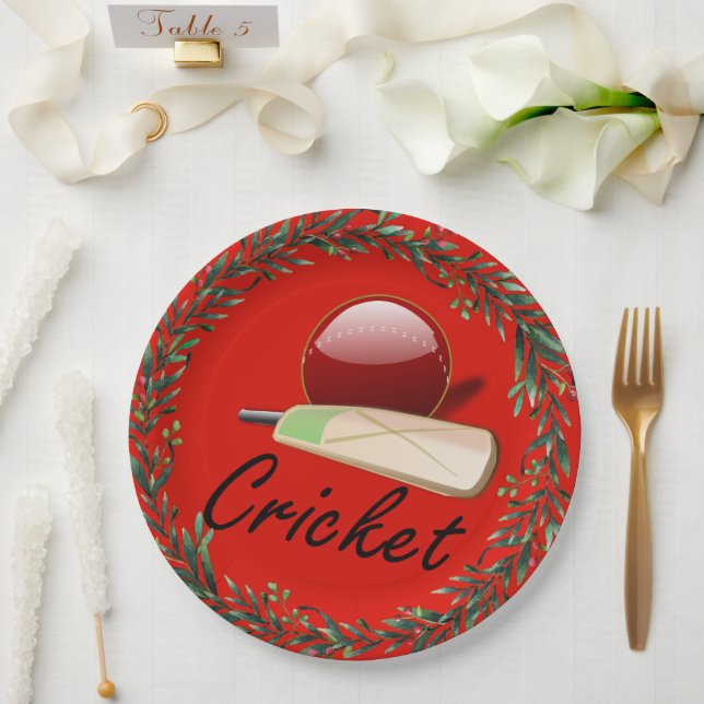 Assiettes En Carton Chauve-souris et balle de cricket, Noël, (Mariage)
