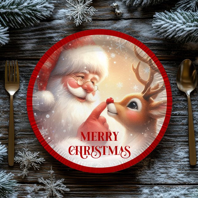 Assiettes En Carton Cheerful Santa Claus Rudolph Christmas Plates (Cheerful Santa Claus Rudolph Christmas Plates)
