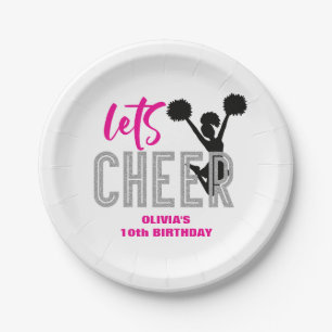 Assiettes En Carton Cheerleading Rose Argent Noir Cheer Anniversaire