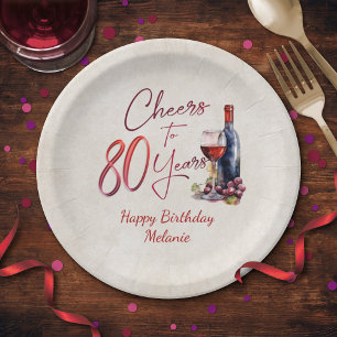Assiettes En Carton Cheers Wine 80e anniversaire