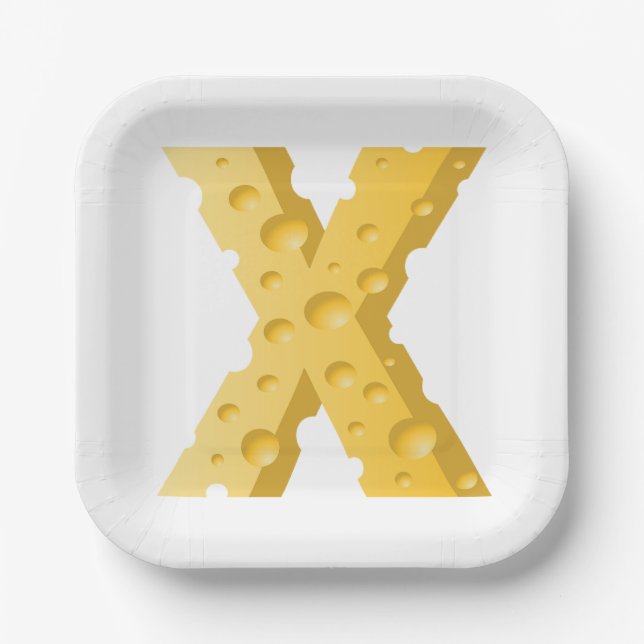 Assiettes En Carton Cheese Letter X Typography (Recto)