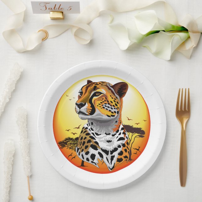 Assiettes En Carton Cheetah African Feline Wild Animal (Mariage)