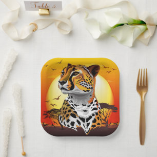Assiettes En Carton Cheetah African Feline Wild Animal