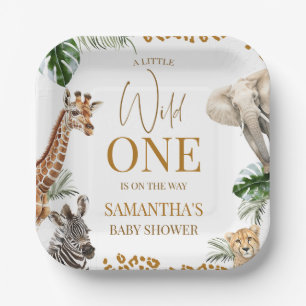 Assiettes En Carton Cheetah Safari Wild One Baby Shower 