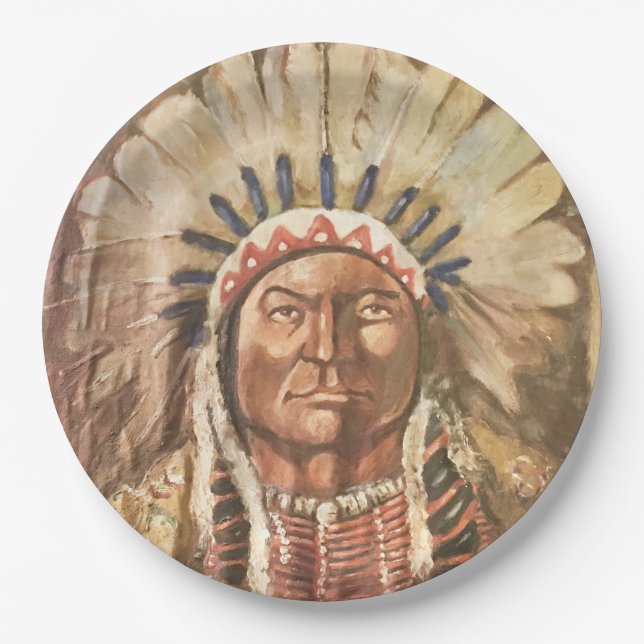 Assiettes En Carton Chef indien Sitting Bull (Devant)