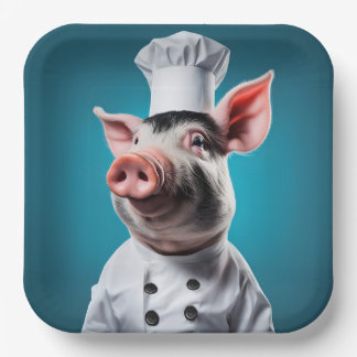 Assiettes En Carton Chef Pig