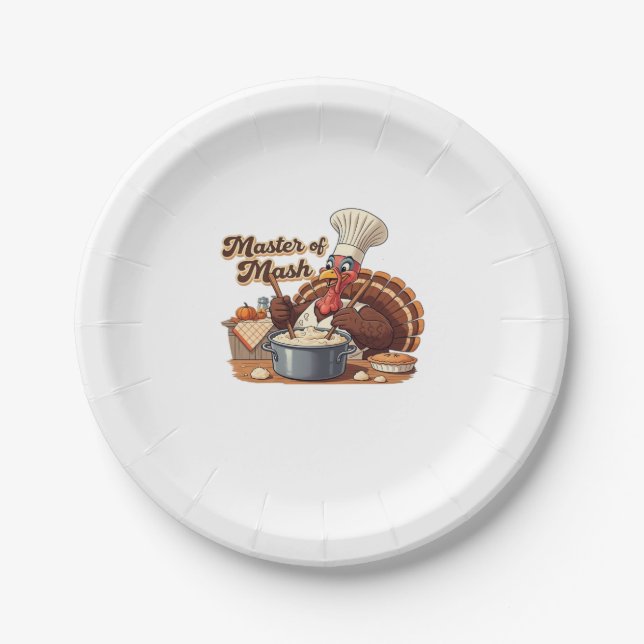 Assiettes En Carton Chef rétro Turquie Thanksgiving T-Shirt surdimensi (Devant)