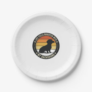 Assiettes En Carton Chemise Dachshund Sunset Design Vintage Amoureux d