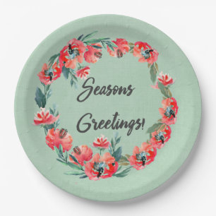Assiettes En Carton Chemise d'aquarelle rouge Joyeuses Fêtes