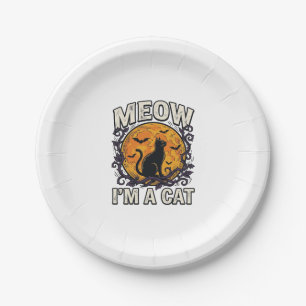 Assiettes En Carton Chemise de chat Halloween Miaou Je suis un chat Vi