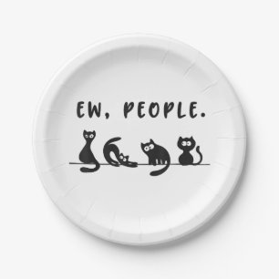 Assiettes En Carton Chemise de chat noir drôles femmes nouvelles perso