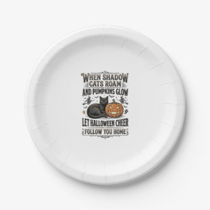 Assiettes En Carton Chemise de chat noir Halloween Gravure de citrouil
