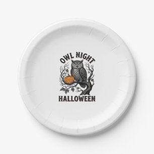 Assiettes En Carton Chemise de chouette d'Halloween Vintage Party Bird