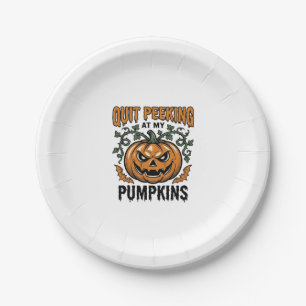 Assiettes En Carton Chemise de citrouille d'Halloween Gravure vintage