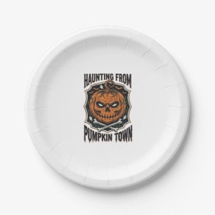 Assiettes En Carton Chemise de citrouille d'Halloween Vintage Jack O L