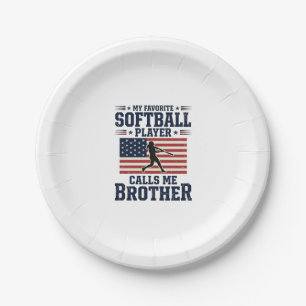 Assiettes En Carton Chemise de fratrie de softball patriotique avec gr