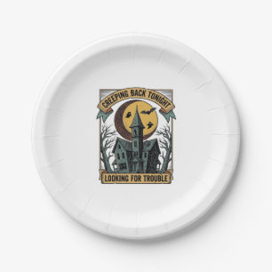 Assiettes En Carton Chemise de maison hantée avec manoir effrayant gra